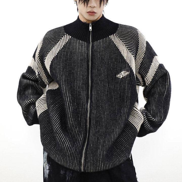 Tntwear® Chunky Striped Knit Cardigan Sweater - tntwear1